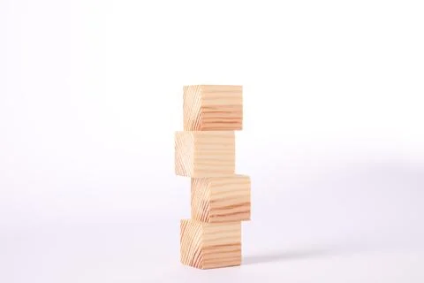 Stack of blank wooden cubes isolated on white Stockfoto's
