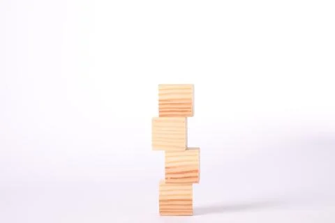 Stack of blank wooden cubes isolated on white 写真素材