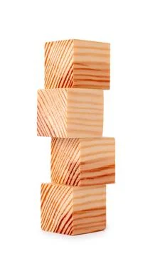 Stack of blank wooden cubes isolated on white 스톡 사진