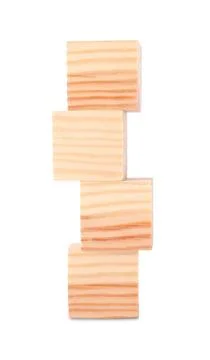 Stack of blank wooden cubes isolated on white 스톡 사진
