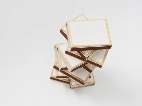 Stack of blank wooden picture frames on white background Stock Photos