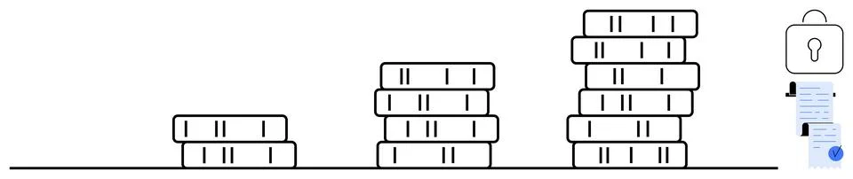 Stack of Blocked Content with Increasing Layers Leading to Security Lock Stock Illustration
