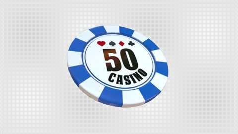 Stack of Blue 50 Value Casino Poker Chips 3D , with alpha channel. Vídeo Stock 335889452