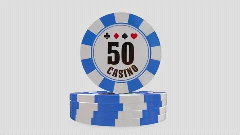 Stack of Blue 50 Value Casino Poker Chips, with alpha channel. Stock Footage 335889551
