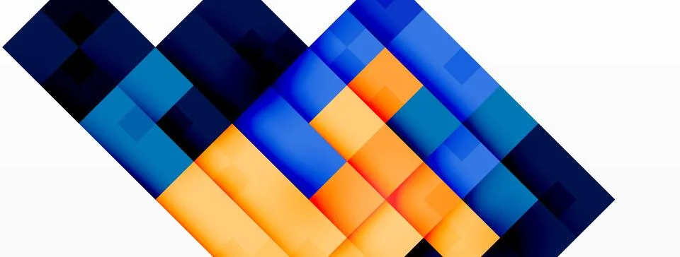 A stack of blue and orange blocks on a plain white surface Stock Illustration