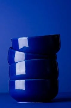 Stack of blue bowls Stock Photos