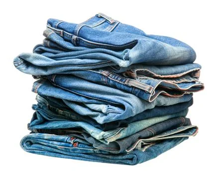 Stack of blue denim clothes Stock Photos
