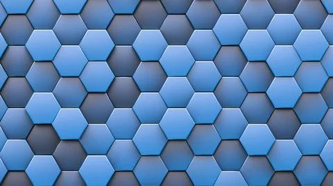 Stack of blue hexagonal cells. Stock Illustration
