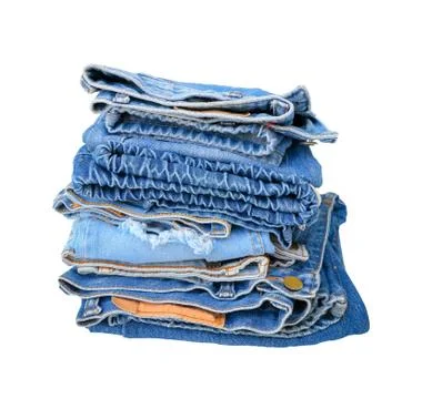 Stack of blue jeans Stock Photos