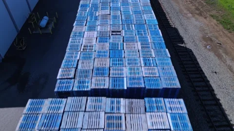 Stack of blue pallets. industrial transportation Stock-Footage 244510468