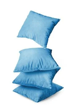 Stack of blue pillows isolated on white background Stock Illustration
