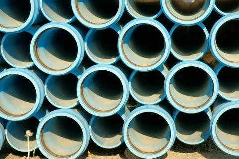 Stack of blue pipes Stock Photos