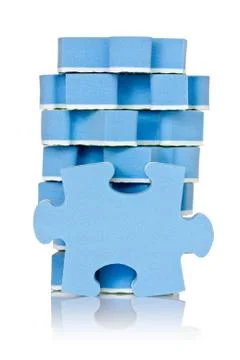 Stack of blue puzzle Stock Photos