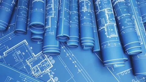 Stack of blueprints. Stock Footage 85933913