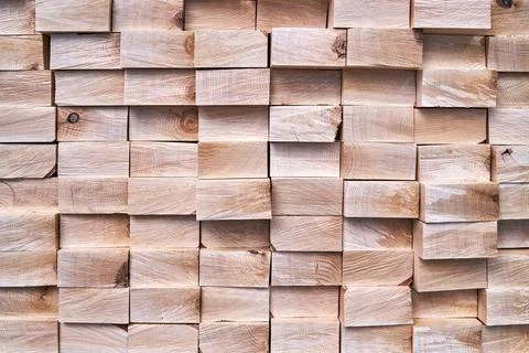 Stack of boards of natural solid birch for table legs 스톡 사진