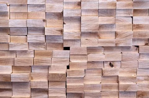 Stack of boards of natural solid birch for table legs Foto stock