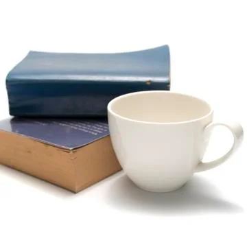 Stack of book and coffee cup Stock Photos