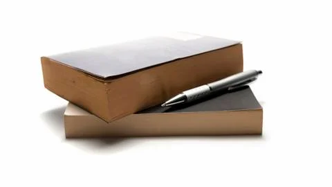 Stack of book and pen Stock Photos