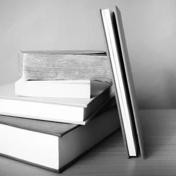 Stack of book black and white color tone style Stock Photos