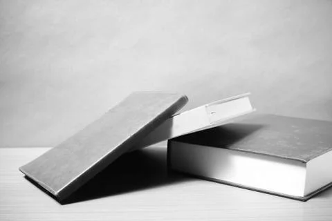 Stack of book black and white color tone style Stock Photos