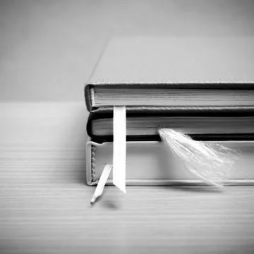 Stack of book black and white color tone style Stock Photos