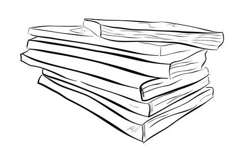 Stack of book, simple hand draw sketch vector at white background Stock Illustration