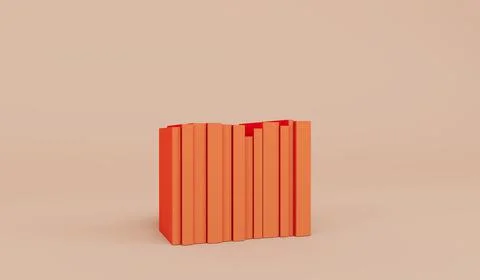 Stack of book stand 3d render on light pink color background 스톡 일러스트