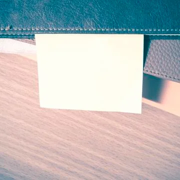 Stack of book with sticky note vintage style Stock Photos