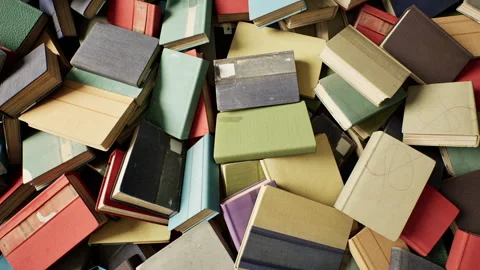 Stack of books. 3D animation. 4K. Video stock 336718413