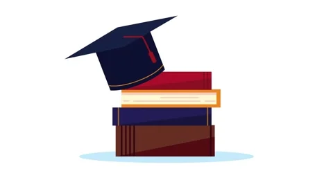 Stack of books and academic graduation hat animation on white background re.. 스톡 동영상 339115074