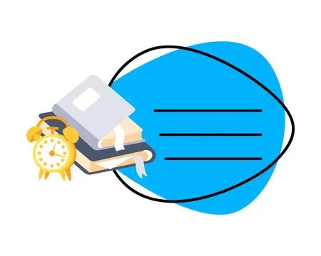 Stack of Books and Alarm Clock Symbolizing Time Management and Education Stock-Illustration