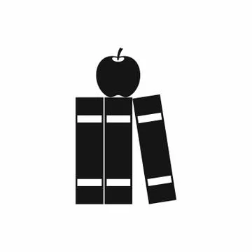 Stack of books and apple icon, simple style イラスト素材