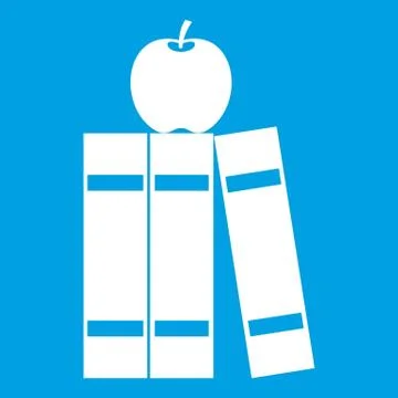 Stack of books and apple icon white Illustrazione stock