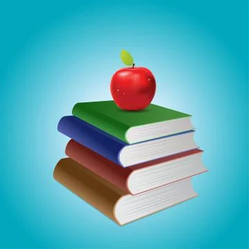 Stack of books and apple Illustrazione stock