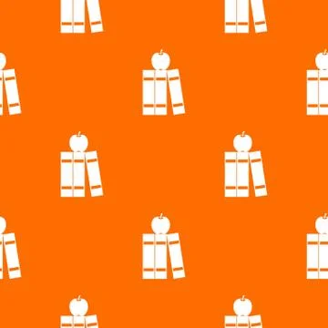 Stack of books and apple pattern seamless Stock Illustration