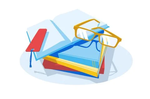 Stack of books and glasses Stock Illustration