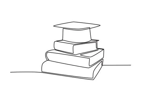 A stack of books and a graduation cap Stock Illustration