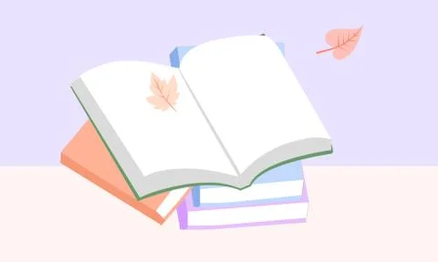 A stack of books and on top lies an open book, vector graphics Stock Illustration