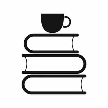 Stack of books and white cup icon Stock Illustration