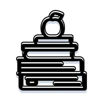 Stack of books with apple for education concept Stock Illustration