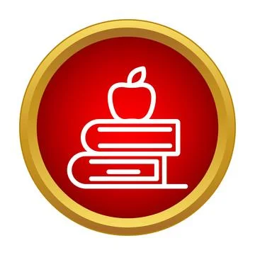 Stack of books with apple on education icon Stock Illustration