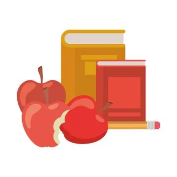 Stack of books with apple fruit icon Stock Illustration