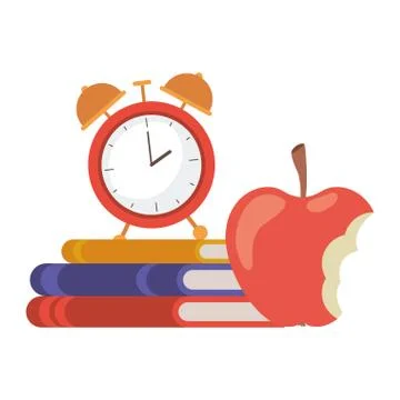 Stack of books with apple fruit icon Stock Illustration