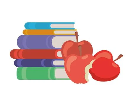 Stack of books with apple fruit icon Stock Illustration