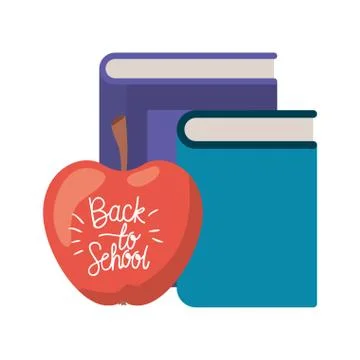 Stack of books with apple fruit icon Stock Illustration