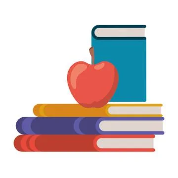 Stack of books with apple fruit icon Stock Illustration
