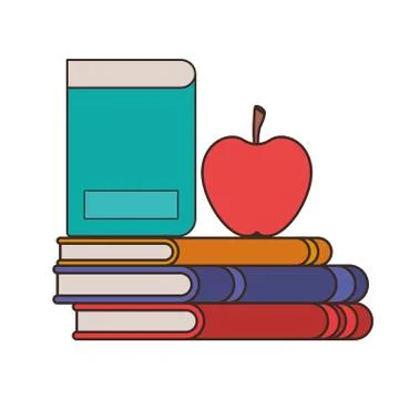 Stack of books with apple fruit icon Stock Illustration