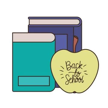 Stack of books with apple fruit icon Stock Illustration