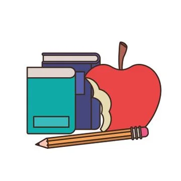 Stack of books with apple fruit icon Stock Illustration