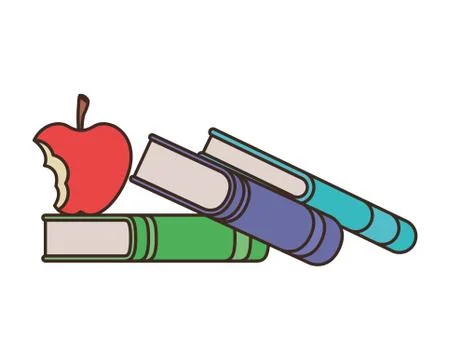 Stack of books with apple fruit icon Stock Illustration